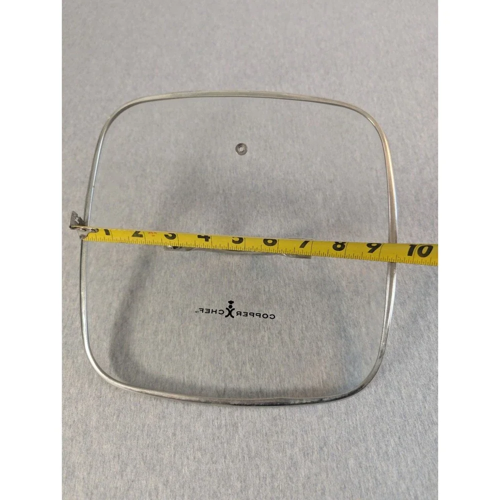 Copper Chef Square Clear Glass Lid w/ Stainless Steel Handle Approx 9.25 in.